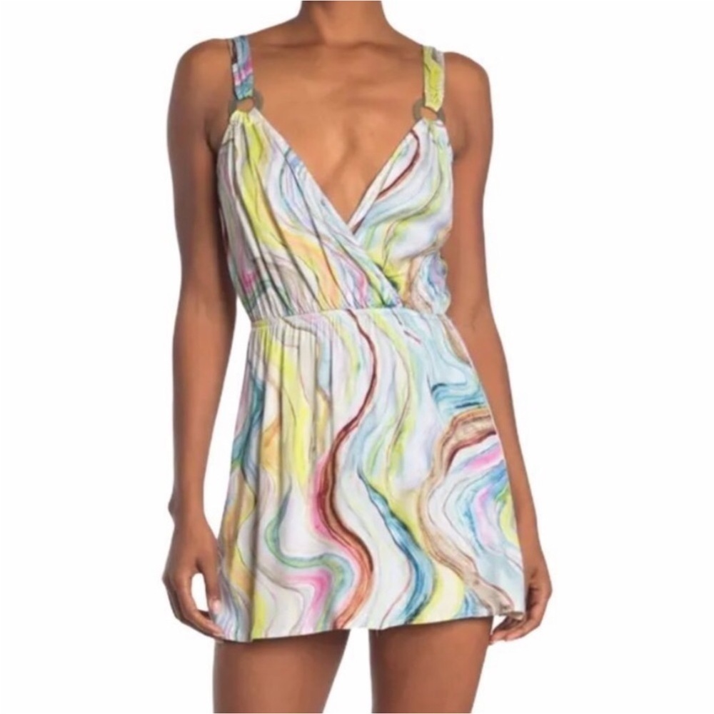 The Bikini Lab Multi-Color Swirl Coverup - White Base